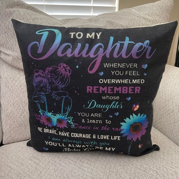 To My Daughter Gifts Pillow Cover Gift from Mom, 18x18in, Cushion Case - Picture 5 of 7
